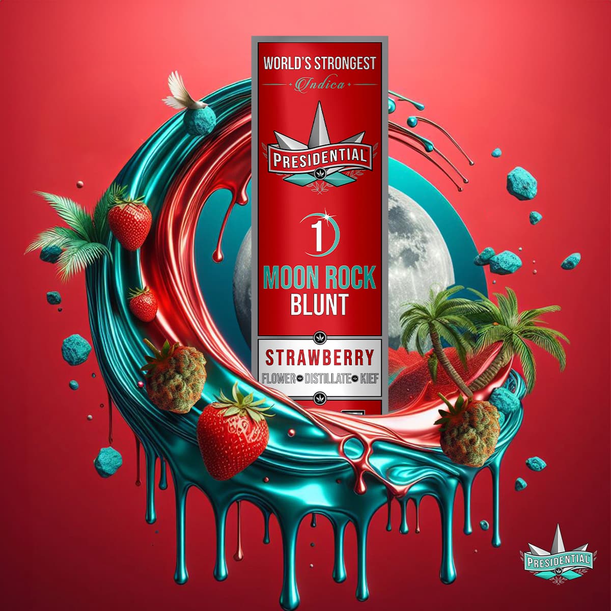 Strawberry Presidential blunt product graphic