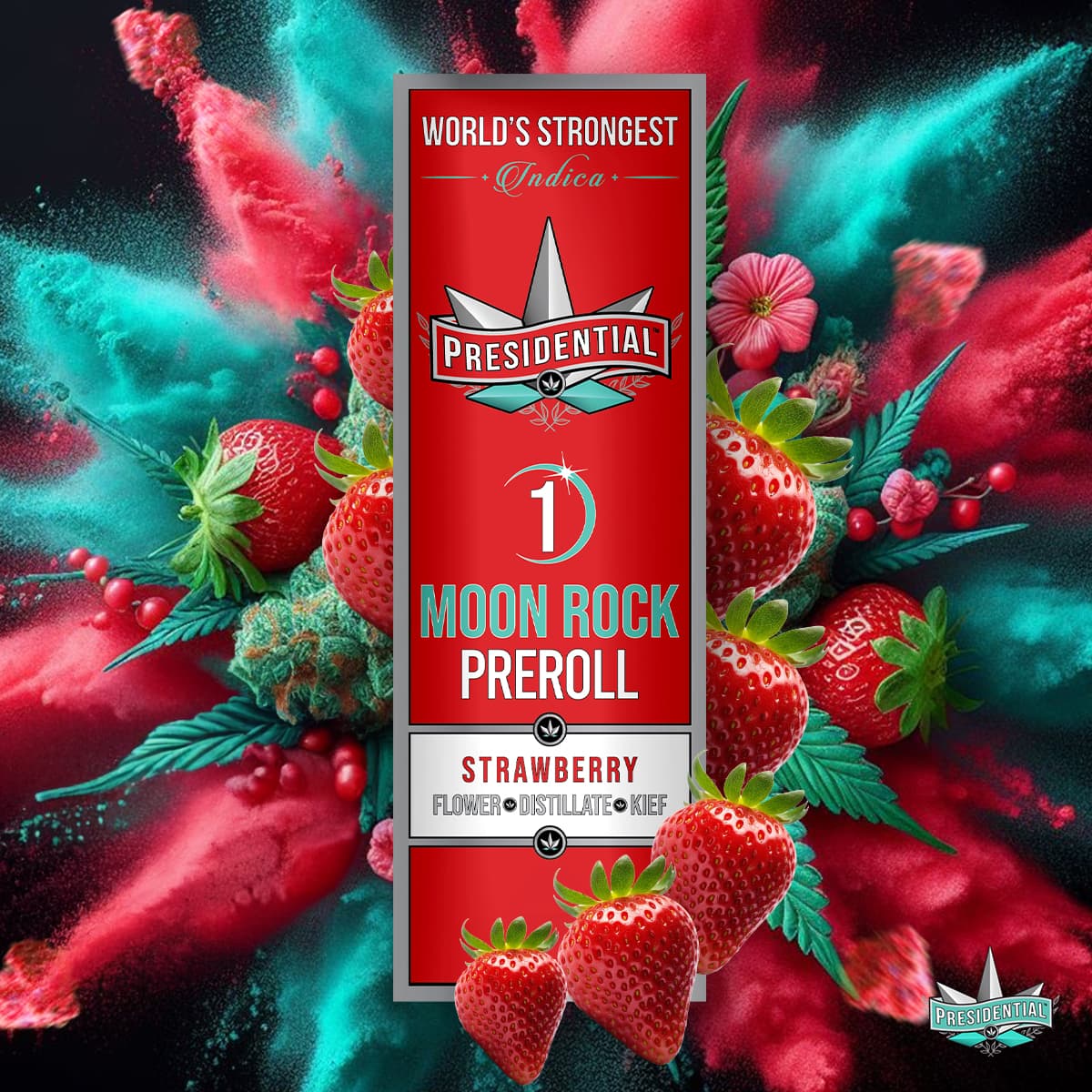Strawberry Presidential preroll product graphic